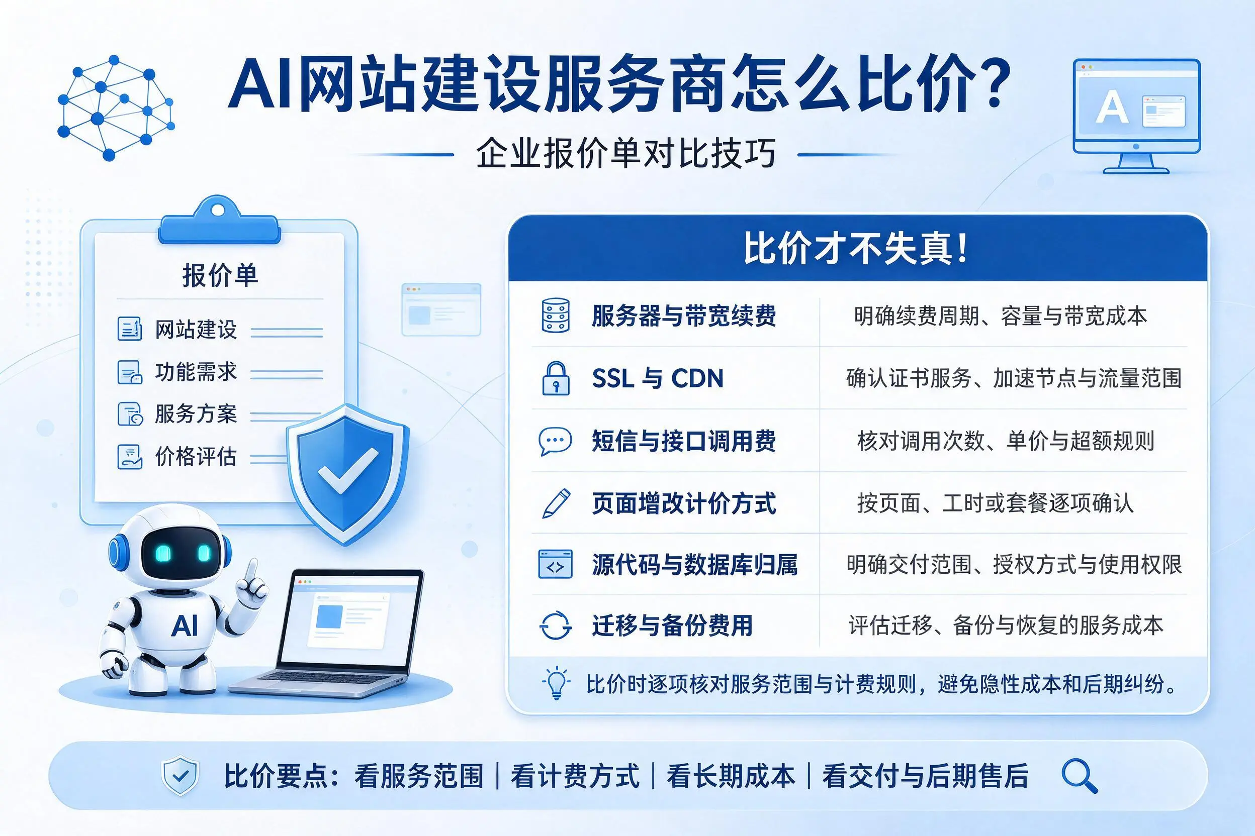 AI网站建设服务商怎么比价？大同企业报价单对比技巧
