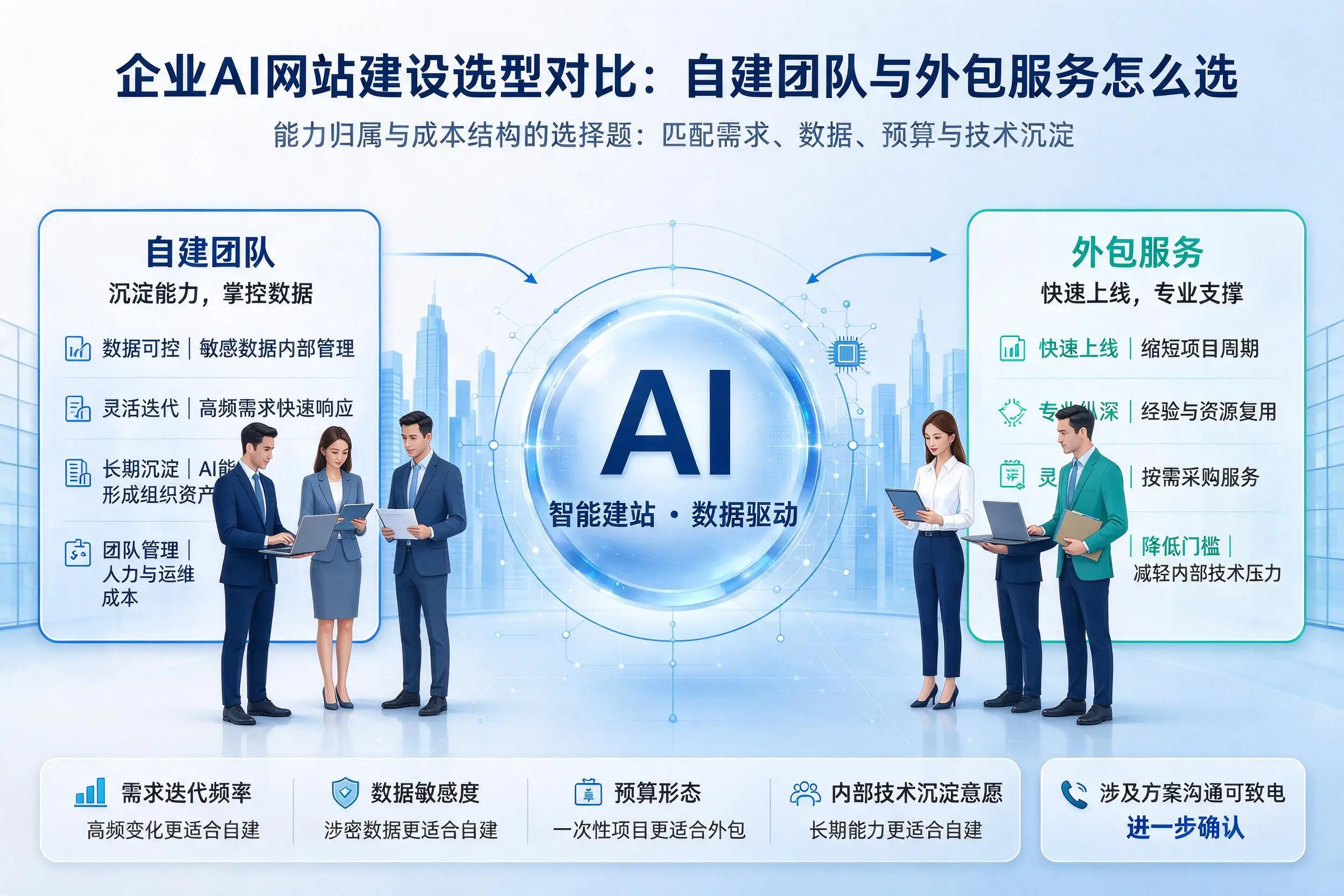 大同企业AI网站建设选型对比：自建团队与外包服务怎么选