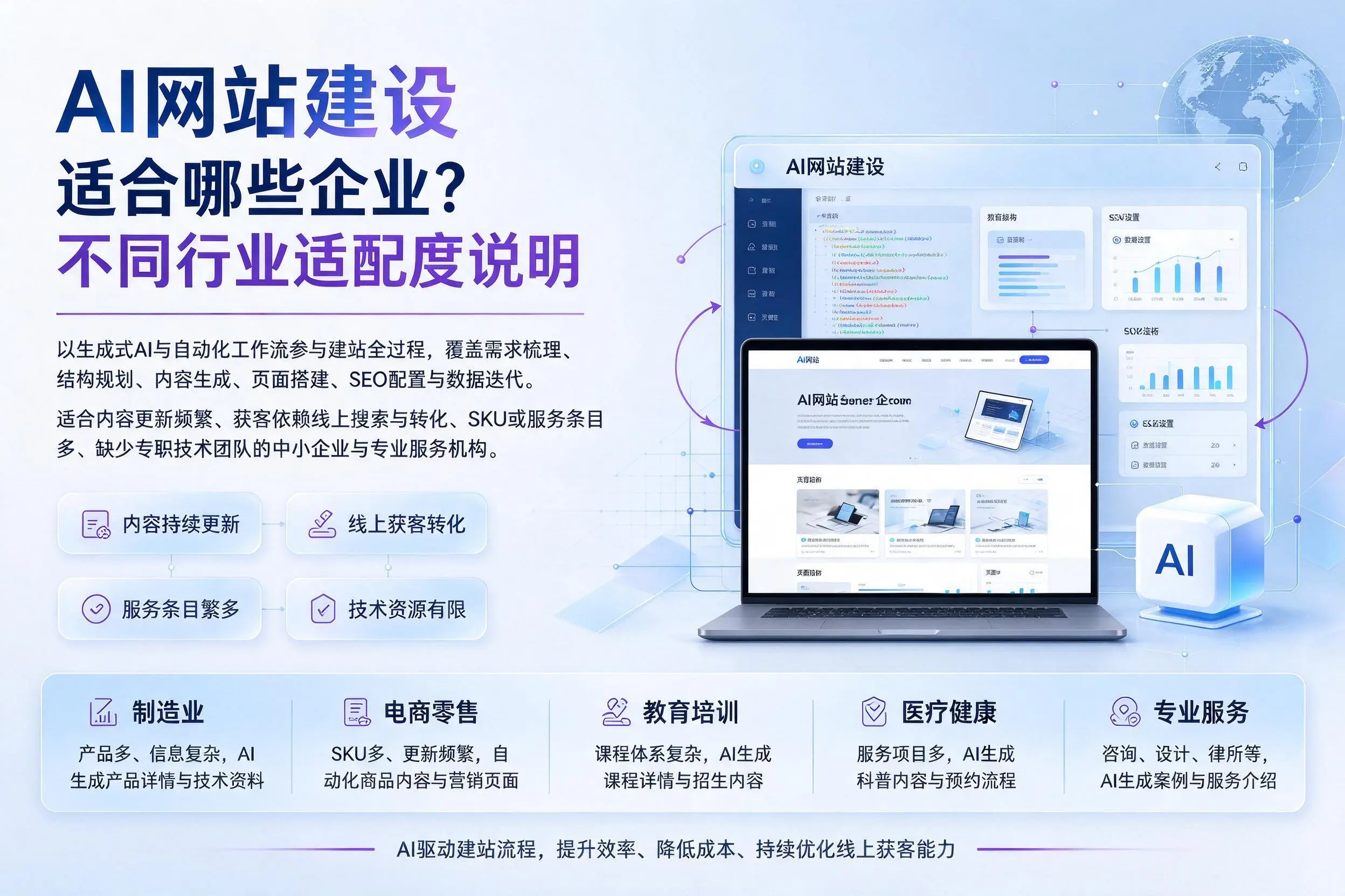 AI网站建设适合哪些企业？大同不同行业适配度说明